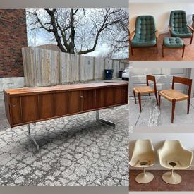 MaxSold Auction: This online auction features furniture such as a set of dining chairs, stools, dining tables, cabinets and dressers. Includes electronics such as speakers, lamps, and radio. Includes teapot with platter, glass liquor bottle set, a tea set and much more!